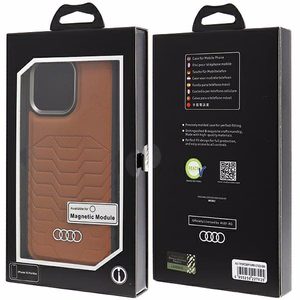 Audi Sintetinės odos dėklas telefonui su Magnetine iPhone 15 Pro Max - rudas