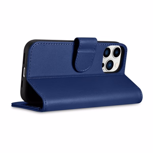 iCarer Piniginės dėklas 2in1 viršelis iPhone 14 Pro Max Anti-RFID odinis atverčiamas dėklas mėlynas (WMI14220728-BU)