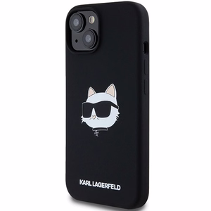 Karl Lagerfeld Silikoninis Choupette Head Magnetinis dėklas telefonui iPhone 15 Plus / 14 Plus – juodas
