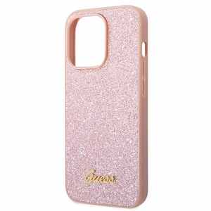 Guess Glitter Script dėklas telefonui iPhone 14 Pro Max - rožinis