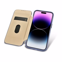 iCarer CE Premium odinis folio dėklas iPhone 14 Pro Max magnetinis atverčiamas odinis folio dėklas MagSafe šviesiai violetinė