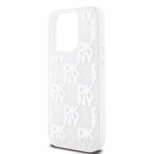 DKNY skystojo blizgučio daugiologo dėklas telefonui iPhone 15 Pro - baltas