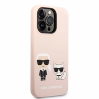 Karl Lagerfeld KLHMP14LSSKCI iPhone 14 Pro 6.1 "kietasis dėklas šviesiai rožinis / šviesiai rožinis silikoninis Karl & Choupette MagSafe