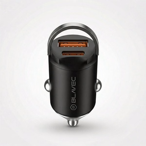 Blavec Automobilinis įkroviklis BS-02B-C Aero - USB + Type C - QC 3.0 18W PD 30W su Type C to Type C cable (CCBS02BCA-UCB) juodas