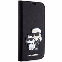 KARL LAGERFELD KLBKP14XSANKCPK IPHONE 14 PRO MAX 6.7 "KNYGUTĖS TIPO DĖKLAS JUODAS/JUODAS SAFFIANO KARL & CHUPETTE