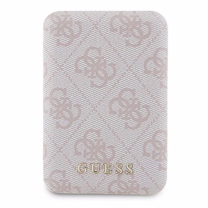 Guess indukcinė 15W GUPB5FP4EMGP 5000mAh išorinė baterija rožinė/rožinė 4G odinis metalinis logotipas MagSafe