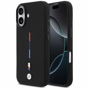 BMW M Silicon Tricolor Line MagSafe deklas iPhone 17 - juodas