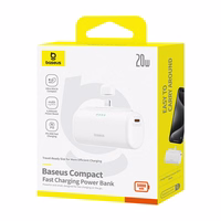 Išorinė baterija OS-Baseus Compact IP 5000mAh 20W (balta)