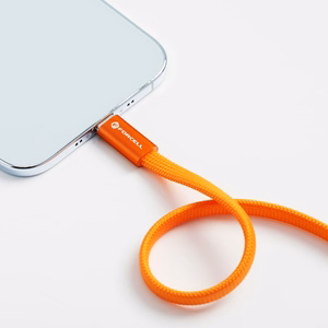 Laidas USB C į USB C Forcell F-Energy QC4.0 PD 5A 100W Cafule Flat 1,2 m CCFN23 oranžinis