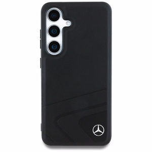Mercedes Odinis Horizontalios įspaustos kreivės Magnetinis dėklas Samsung Galaxy S25 - juodas