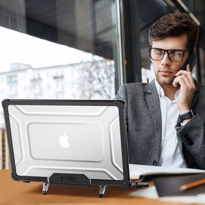 Tech-Protect SmartShell Pro dėklas MacBook Air 13" 2023-2025 M2 / M3 / M4 - permatomas ir juodas