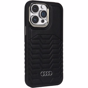 Audi sintetinės odos dėklas MagSafe iPhone 14 Pro Max - juodas