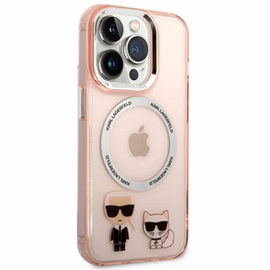 Karl Lagerfeld KLHMP14LHKCP iPhone 14 Pro 6.1" kietas dėklas rožinis / rožinis Karlas & Choupette Aliuminis Magsafe