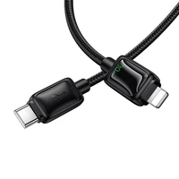 Kabelis su skystųjų kristalų ekranu USB C į USB C Hoco 3A 60W 1,2 m U146 juodas