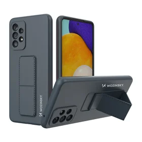 Wozinsky Kickstand Case silikoninis dėklas su stovu Samsung Galaxy A73 tamsiai mėlynas