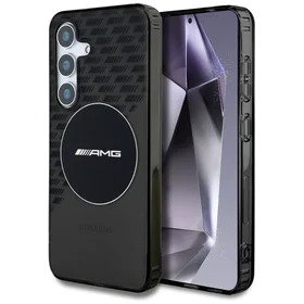 AMG Magnetinis permatomas rombų dėklas telefonui Samsung Galaxy S25 - juodas