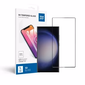 Apsauginis stiklas Blue Star - SAMSUNG Galaxy S23 Ultra pilnas paviršius (pilnas klijavimas/draugiškas dėklui) - juodas Apsauginis stiklas Blue Star