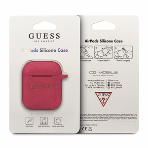 Guess GUACCSILGLFU AirPods dėklas fuksijų/fuksijų silikoninis blizgus