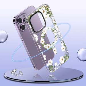 Tech-Protect MagMood Magnetinis dėklas telefonui iPhone 15 Pro Max - Ramunės su lapais