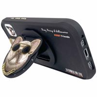 Nimmy Glasses Šaunus šuo Magnetinis dėklas telefonui iPhone 16 Pro Max - juodas