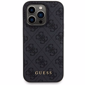 Guess 4G Metal Logo dėklas telefonui rinkinys iPhone 14 Pro Max + 5000mAh Magnetinė išorinė baterija - juoda