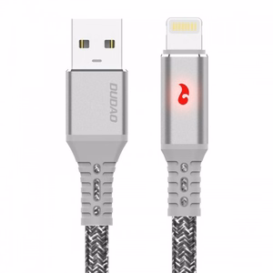 USB laidas Dudao L7xL pilkas Lightning 100cm su LED indikatoriumi (iki 3A)