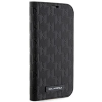 KARL LAGERFELD KLBKP14SSAKLPK IPHONE 14/15/13 6.1 "KNYGUTĖS TIPO DĖKLAS JUODAS / JUODAS SAFFIANO MONOGRAM
