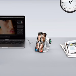Tech-Protect QI15W-A32 3 viename indukcinis įkroviklis su MagSafe išmaniesiems telefonams / Apple Watch / AirPods - pilkas