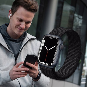 Crong Nylon Reflex Sport dirželis, skirtas Apple Watch 44 / 45 / 46 / 49 mm, juodas