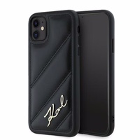 Karl Lagerfeld Diagonal Quilted Script dėklas telefonui iPhone 11 / Xr - juodas