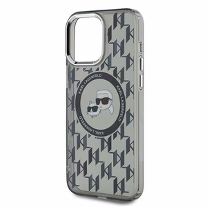 Karl Lagerfeld IML Monograma Karl & Choupette Galva Magnetinis Dėklas telefonui iPhone 15 Pro - juodas