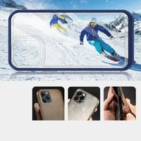 Skaidrus 3in1 dėklas iPhone 13 Pro Max mėlyno rėmo gelio dangteliu