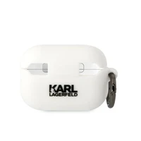 Karl Lagerfeld KLAP2RUNIKH AirPods Pro 2 dėklas baltas/baltas Silikoninis Karl Head 3D