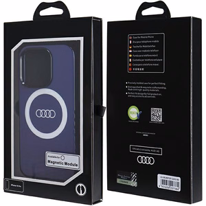 Audi IML Magnetinis dėklas su dideliu logotipu telefonui iPhone 15 Pro - mėlynas