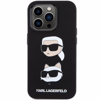 Karl Lagerfeld silikoninis Karl & Choupette galvos dėklas telefonui iPhone 15 Pro Max - juodas