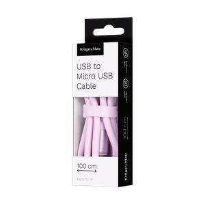 Kruger&Matz Basic USB–microUSB silikoninis kabelis, 1 m, rožinis