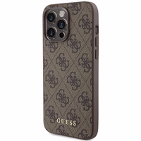 Guess 4G Metal Gold Logo dėklas telefonui iPhone 15 Pro Max - ruda