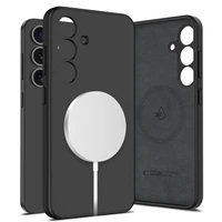 Tech-Protect skystojo silikono magnetinis MagSafe dėklas telefonui Samsung Galaxy S25 - juodas