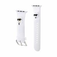 Karl Lagerfeld 3D Rubber Karl&Choupette Heads dirželis for Apple Watch 42/44/45/49mm - baltas