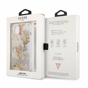 Guess GUHCP13SHFLSU iPhone 13 mini 5.4" violetinis kietasis dėklas su gėlių dirželiu