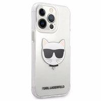 Karl Lagerfeld Choupette galvos dėklas telefonui iPhone 13 Pro Max – permatomas