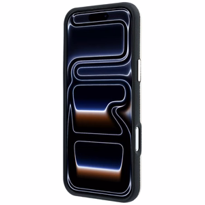 Guess Grained Round Strass Logo MagSafe dėklas iPhone 18 Pro Max / 17 Pro Max – smėlinis