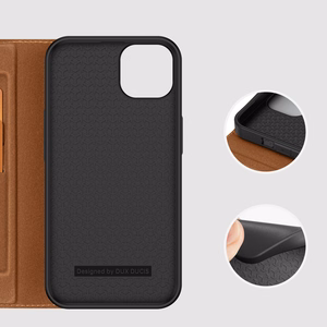 Dux Ducis Skin X2 dėklas telefonui iPhone 14 Plus su magnetine uždanga rudas