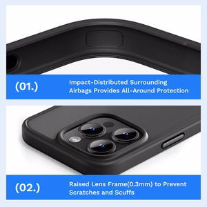Rock Guard serijos dėklas Iphone 16 Plus permatomas-juodas