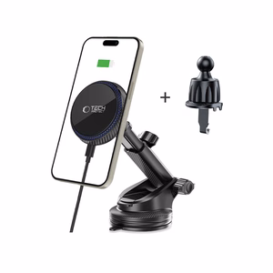 "Tech-Protect" MM15W-V4 magnetinis 15 W "MagSafe" laikiklis automobiliui, skirtas kabinai / priekiniam stiklui / ventiliacijos angai - juodas