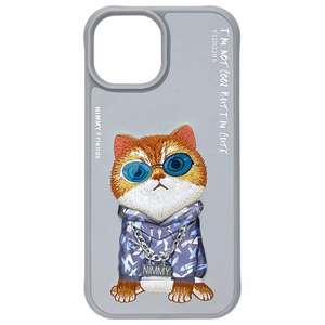 Nimmy Glasses Cool Cat iPhone 15 dėklas - pilkas