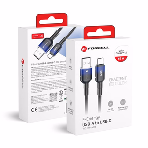 FORCELL F-ENERGY C352 kabelis USB A į Type C QC4.0 3A 66W Gradientinis 1 m juodas