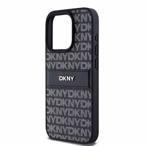 DKNY Odinis mono juostos ir metalinio logotipo dėklas iPhone 15 Pro Max - juodas (m)