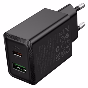 Įkroviklis Hoco N71 (1xUSB-C;1xUSB 30W) juodas