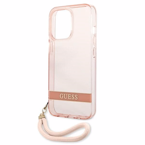 Guess permatomas dirželio dėklas iPhone 13 Pro Max rožinis